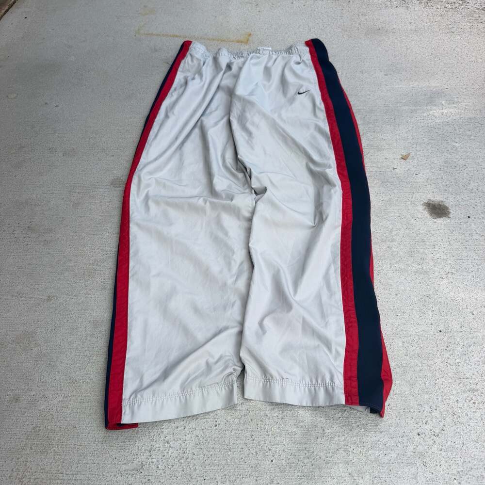 Vintage Nike White Track Pants with Red and Navy Side Striped Piping